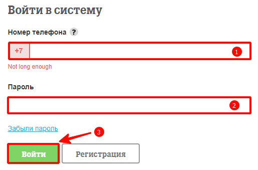 вход по номеру телефона